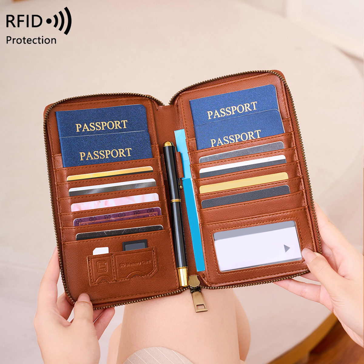 Passport Holder Rfid - Trendiges Flugzeug-Design RFID-blockierende Reisepass-Brieftasche mit langem