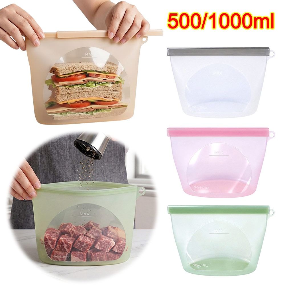 Reusable Zip Bag - Silikon-Lebensmittel-Aufbewahrungsbeutel Feuchtigkeitsbeständiger Frischhaltebeutel Wiederverwendbarer Zip-Lock-Beutel für