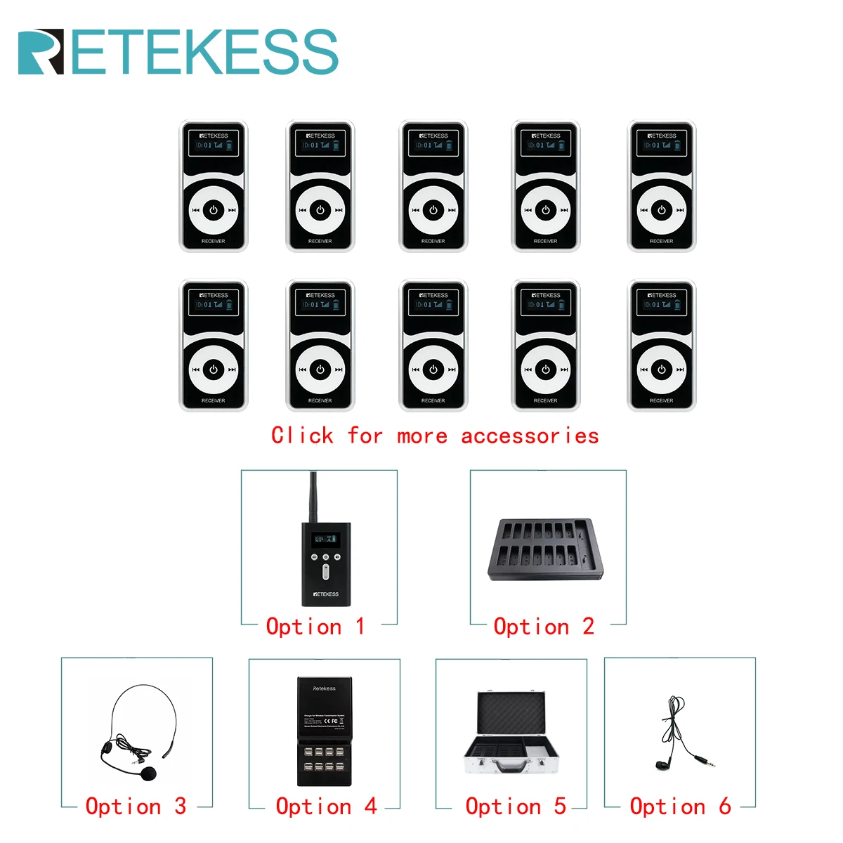 Travel Accessories Guide - RETEKESS T130P T131P Reiseleiter-Zubehör Drahtloser Audio-Sender