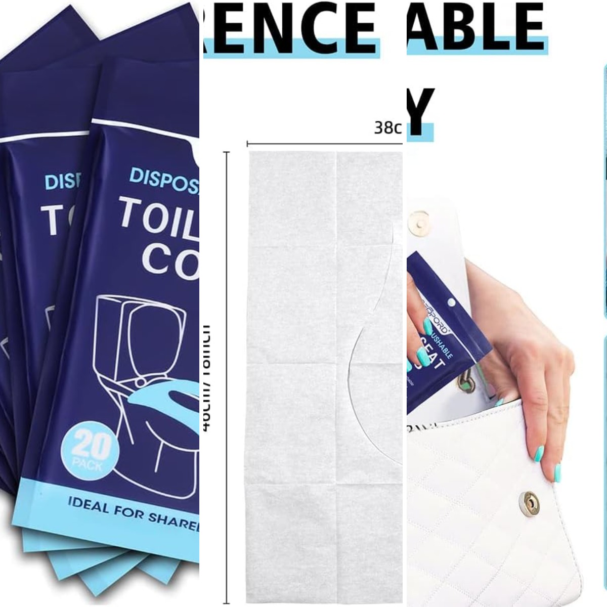 Travel Accessories Essentials - XL 100 Stück Einweg-Toilettensitzauflagen - Spülbare