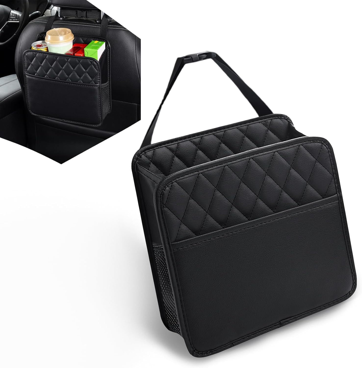 Travel Accessories Essentials - Hängende Aufbewahrungstasche für Auto-Rücksitz, PU-Leder Multifunktionaler