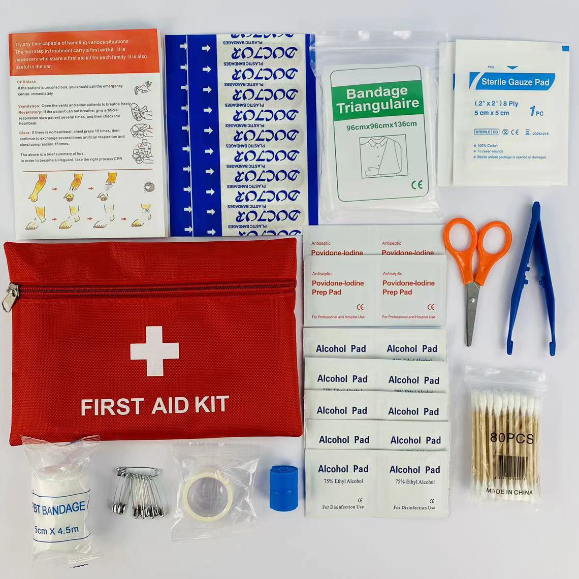 Travel Accessories Essentials - 14-teiliges Erste-Hilfe-Set Trauma-Kit mit Essentiellen Notfall-Medizinischen
