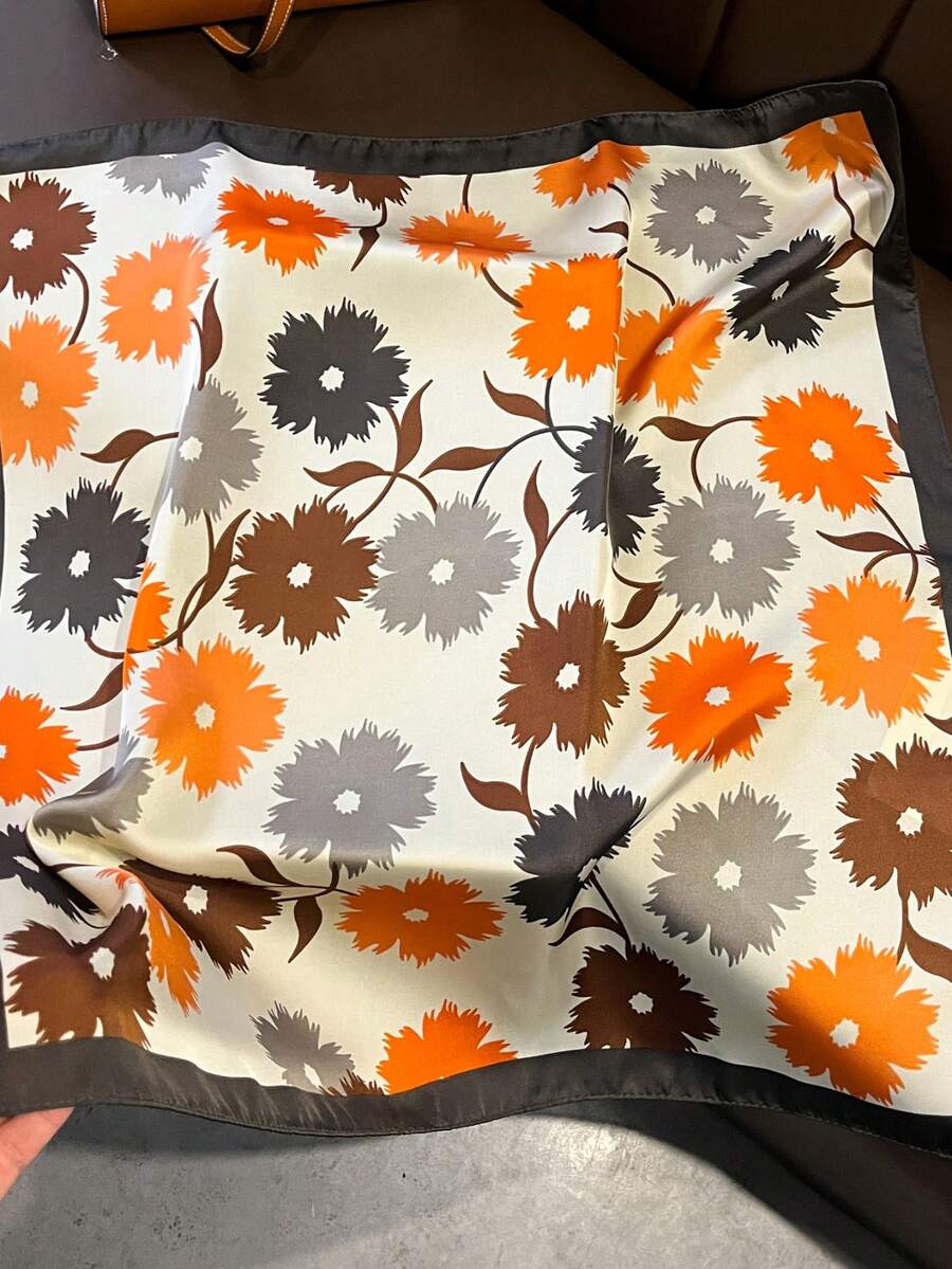 Travel Accessories Essentials - 1 Stück Frühling/Sommer Neuer Orangefarbener Blumenschal,