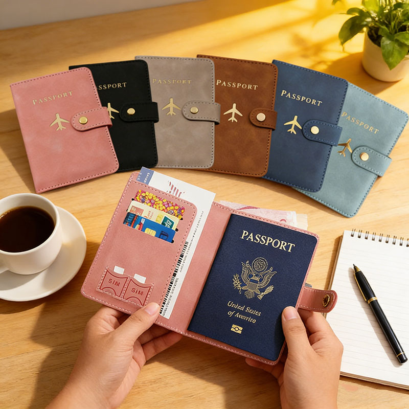 Travel Accessories Essentials - Leder-Reisepasshülle für Reiseutensilien Kreditkartenetui Reisepass-Buch für