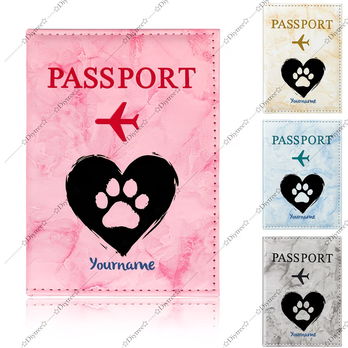 Travel Accessories Essentials - Personalisierte Haustier-Passhülle mit Herz- und Pfotenabdruck