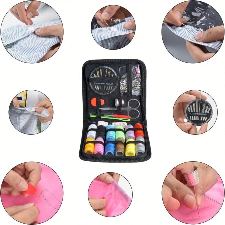Travel Accessories To Sew - 1-teiliges tragbares Nähset, mehrfarbiger Faden, Aufbewahrungstasche