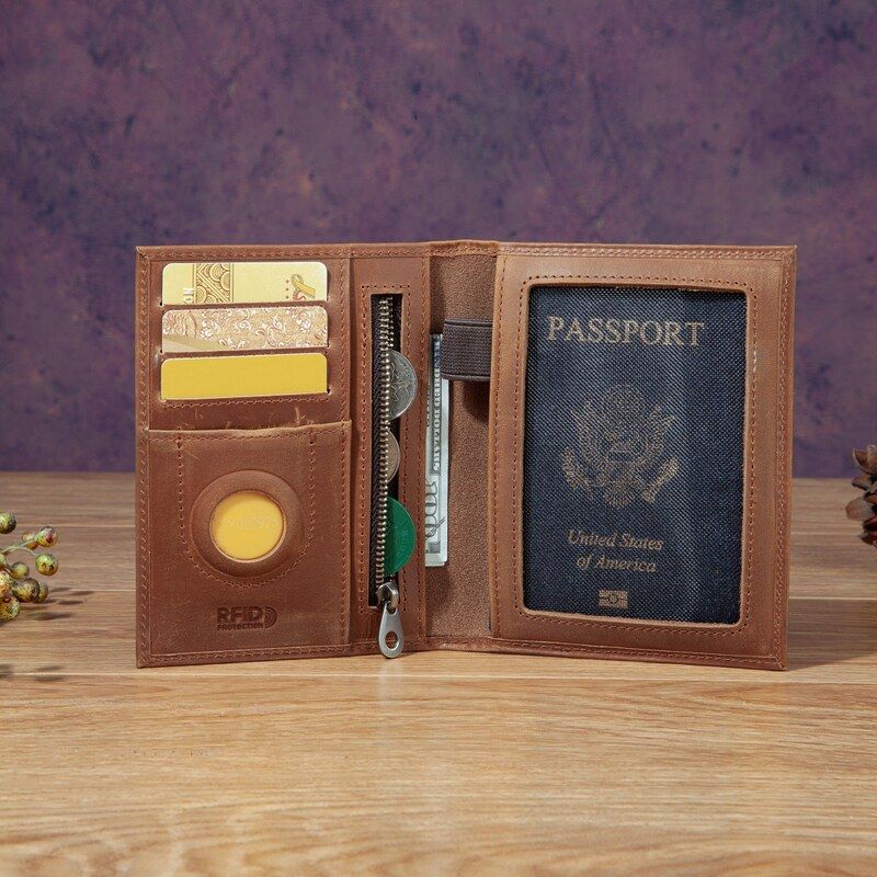 Passport Holder Rfid - Modischer Unisex Leder-Reisepasshalter Multifunktionale RFID-Geldbörse Dokumentenorganizer