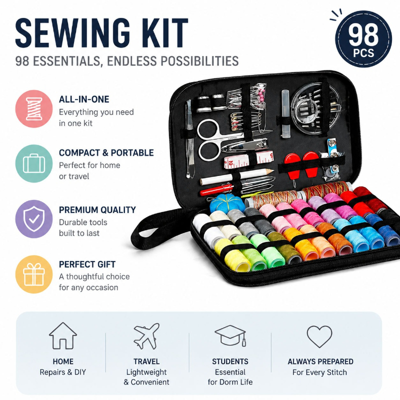 68/98-teiliges Nähzubehör-Set, – Travel Accessories Essentials Bewertung und Preis